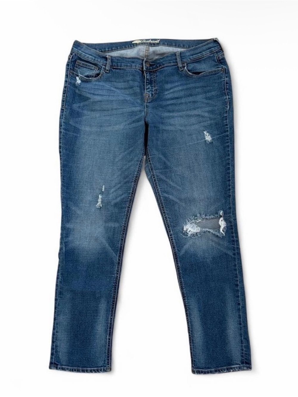 Old Navy Medium Blue Straight-Leg Distressed Jeans
